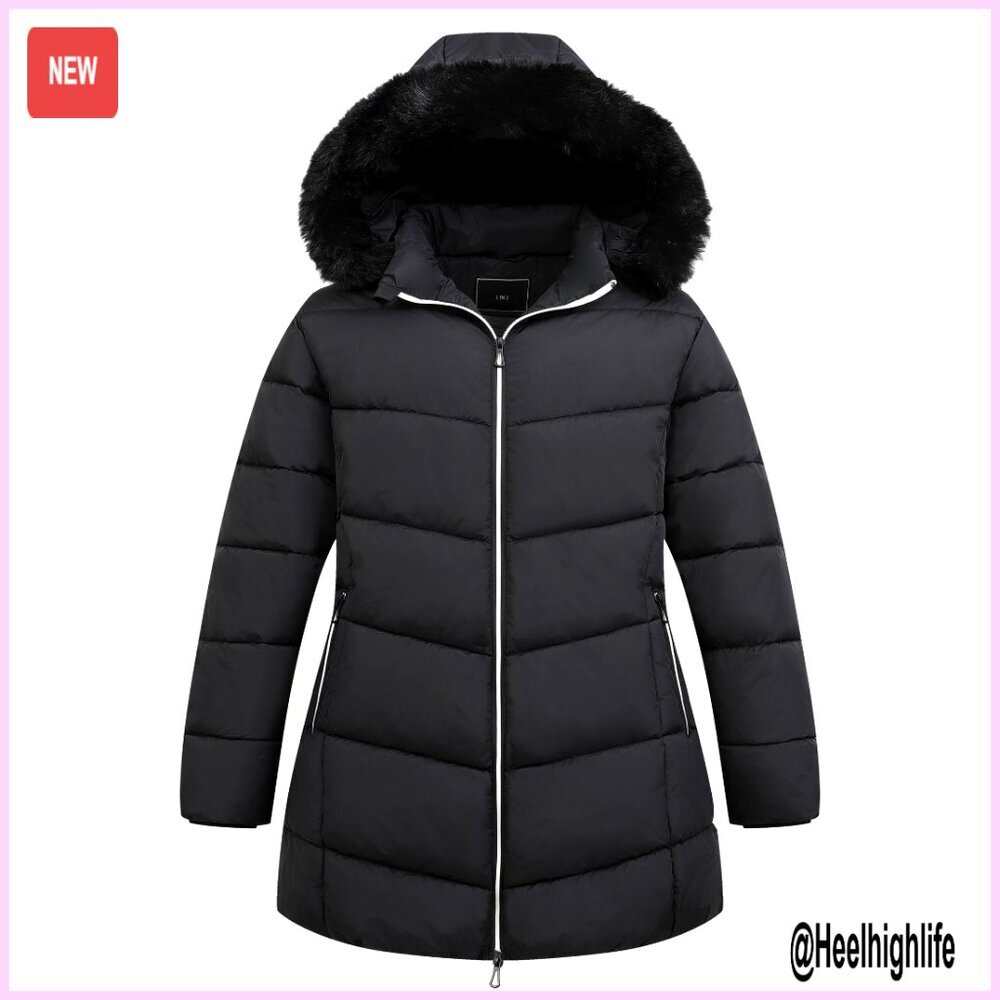 Plus Size Winter Windproof Waterproof Hooded Puffer Jacket Warm Down Coat
